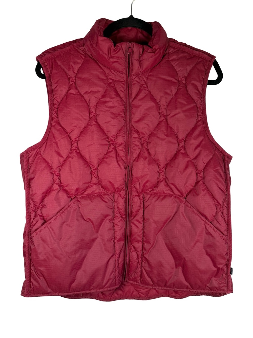 Sperry Women’s Maroon Quilted Puffer Vest Large Pockets Size Large